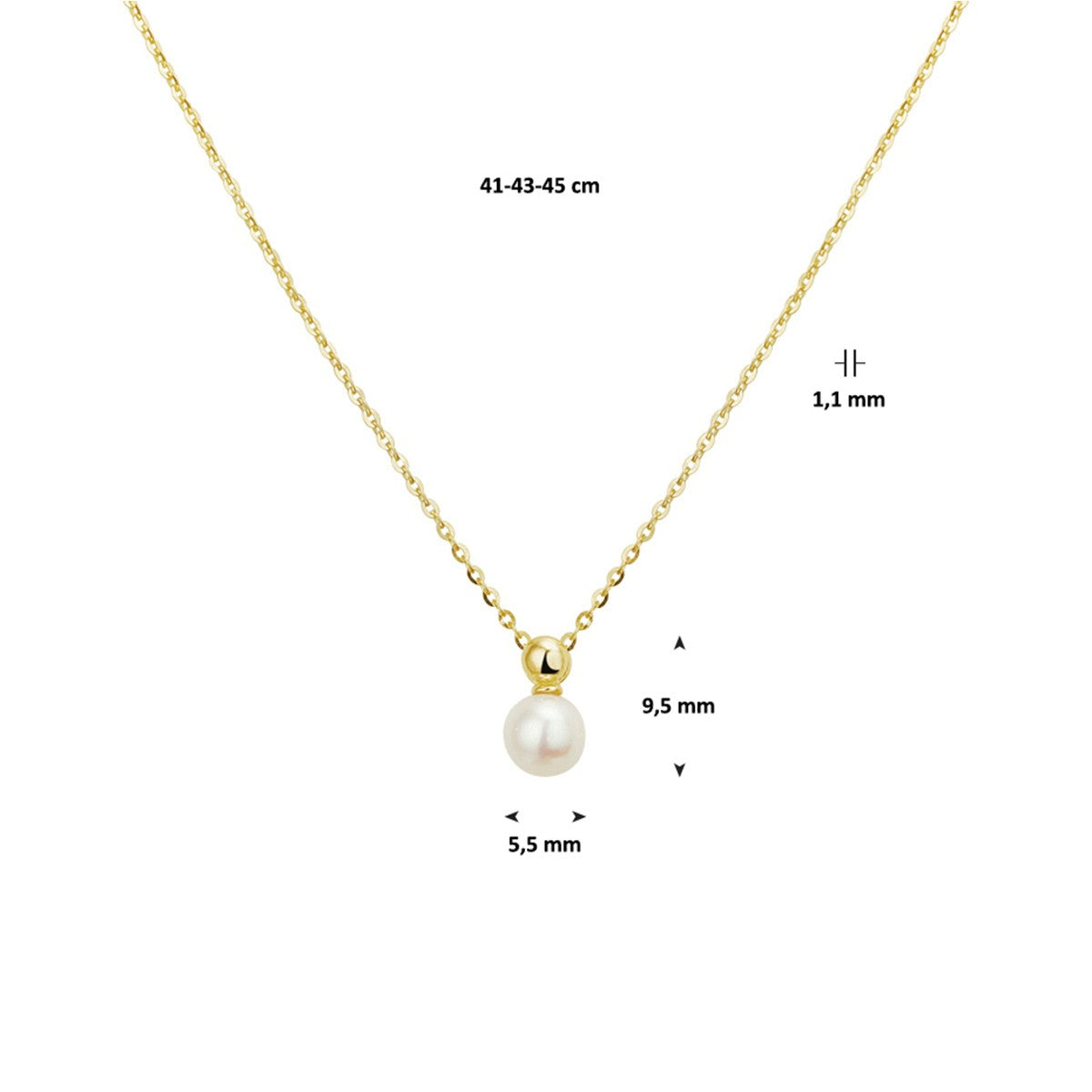 Fantasy Collection Collier parel 41 - 43 - 45 cm 14K geelgoud