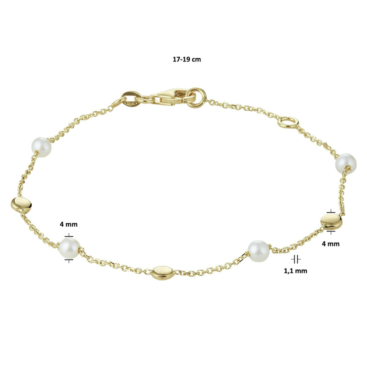 Fantasy Collection Armband parel 17 - 19 cm 14K geelgoud