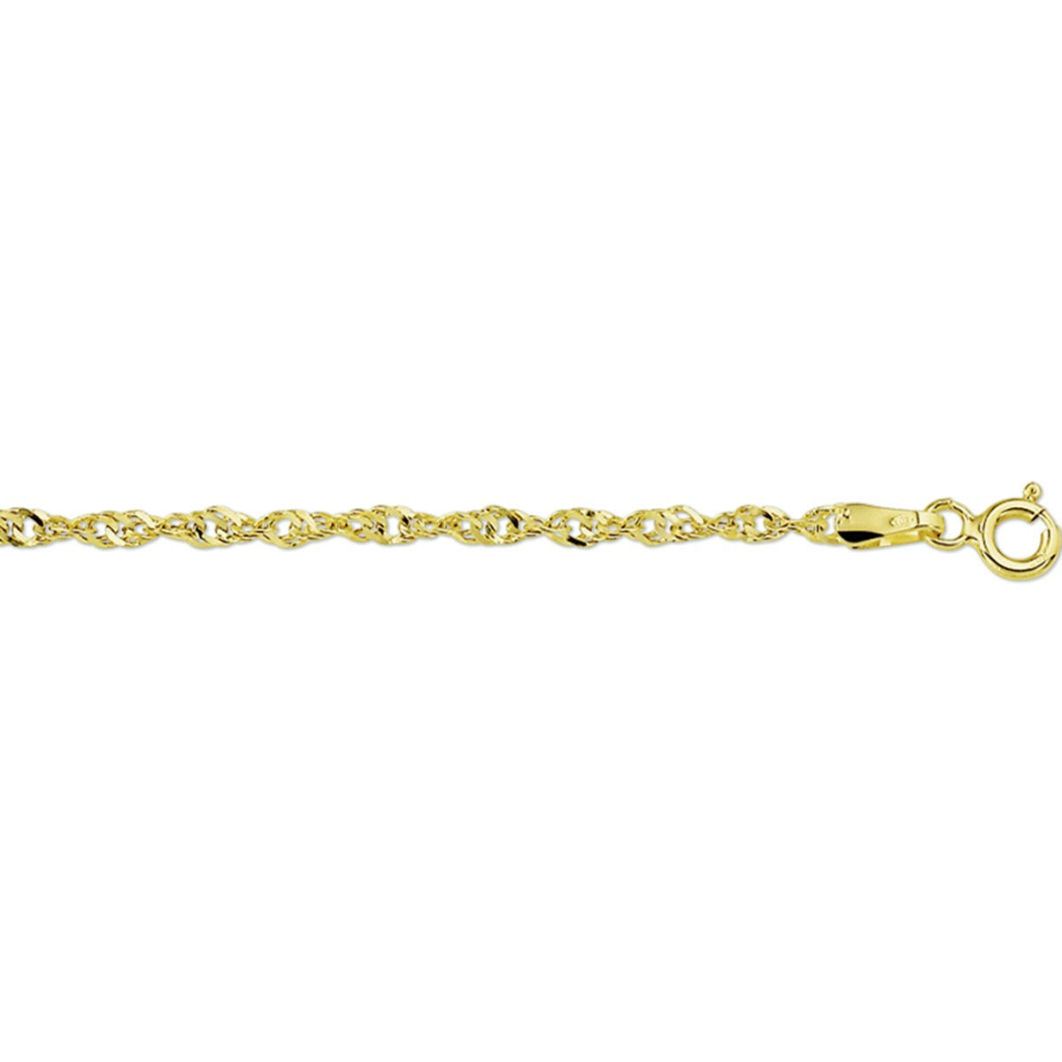 Fantasy Collection Enkelbandje singapore 2,3 mm 24 - 26 cm 14K geelgoud