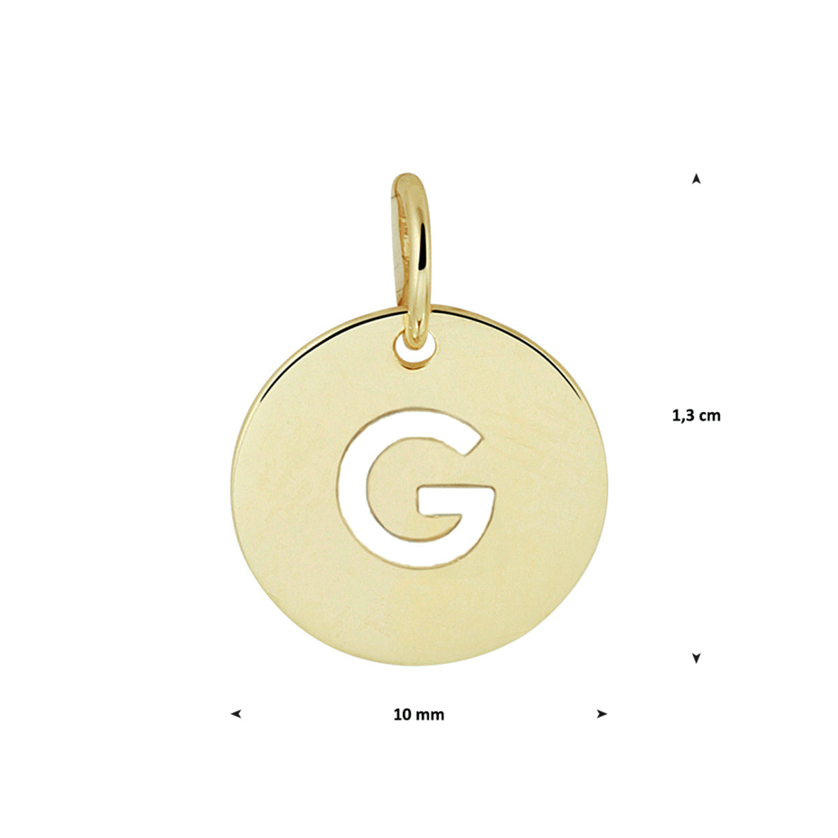 Hanger rondje letter G 13 mm 14K geelgoud #Letter_G