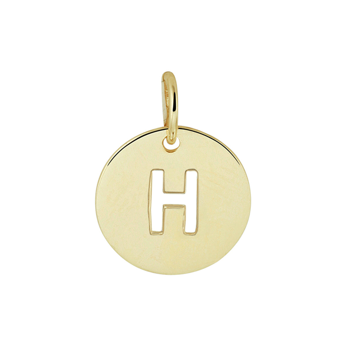 Hanger rondje letter H 13 mm 14K geelgoud #Letter_H