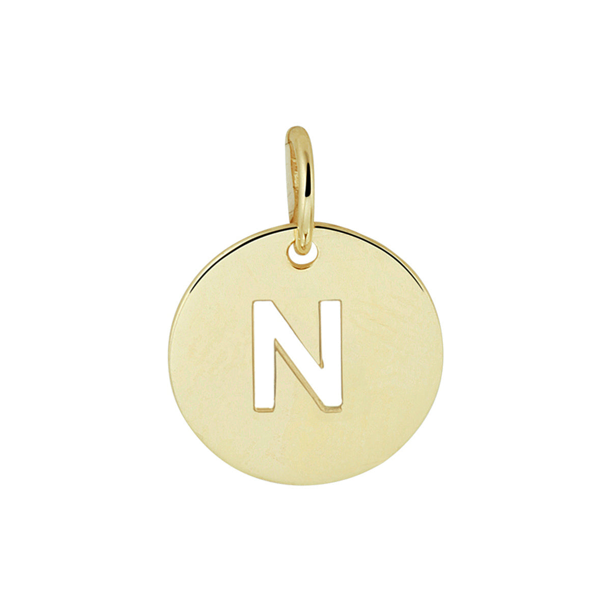 Hanger rondje letter N 13 mm 14K geelgoud #Letter_N