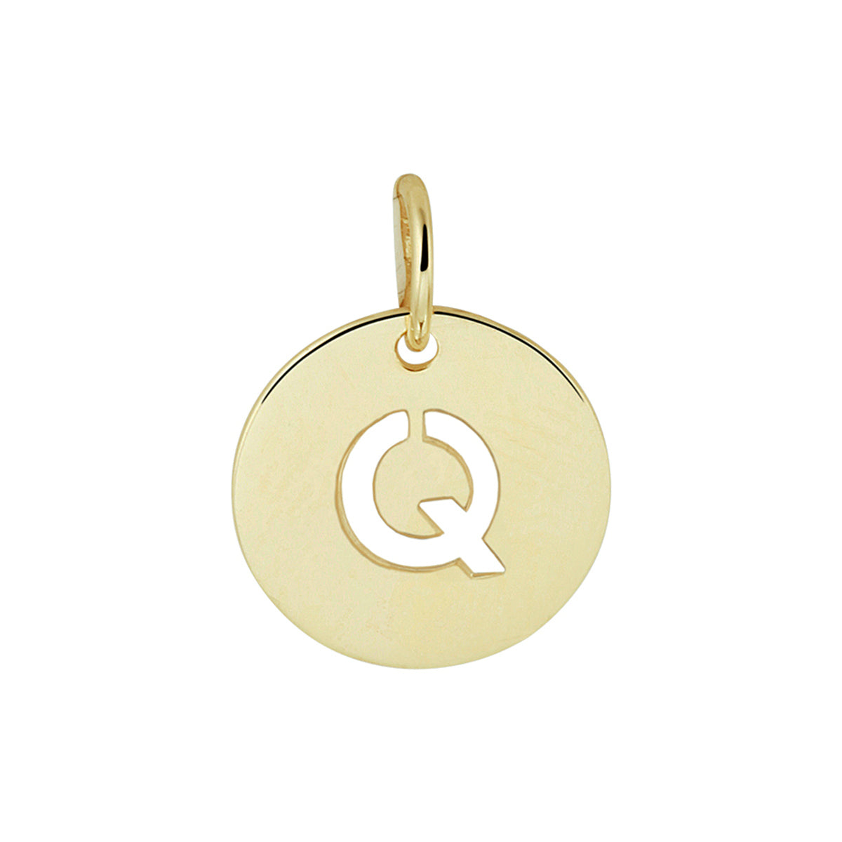 Hanger rondje letter Q 13 mm 14K geelgoud #Letter_Q