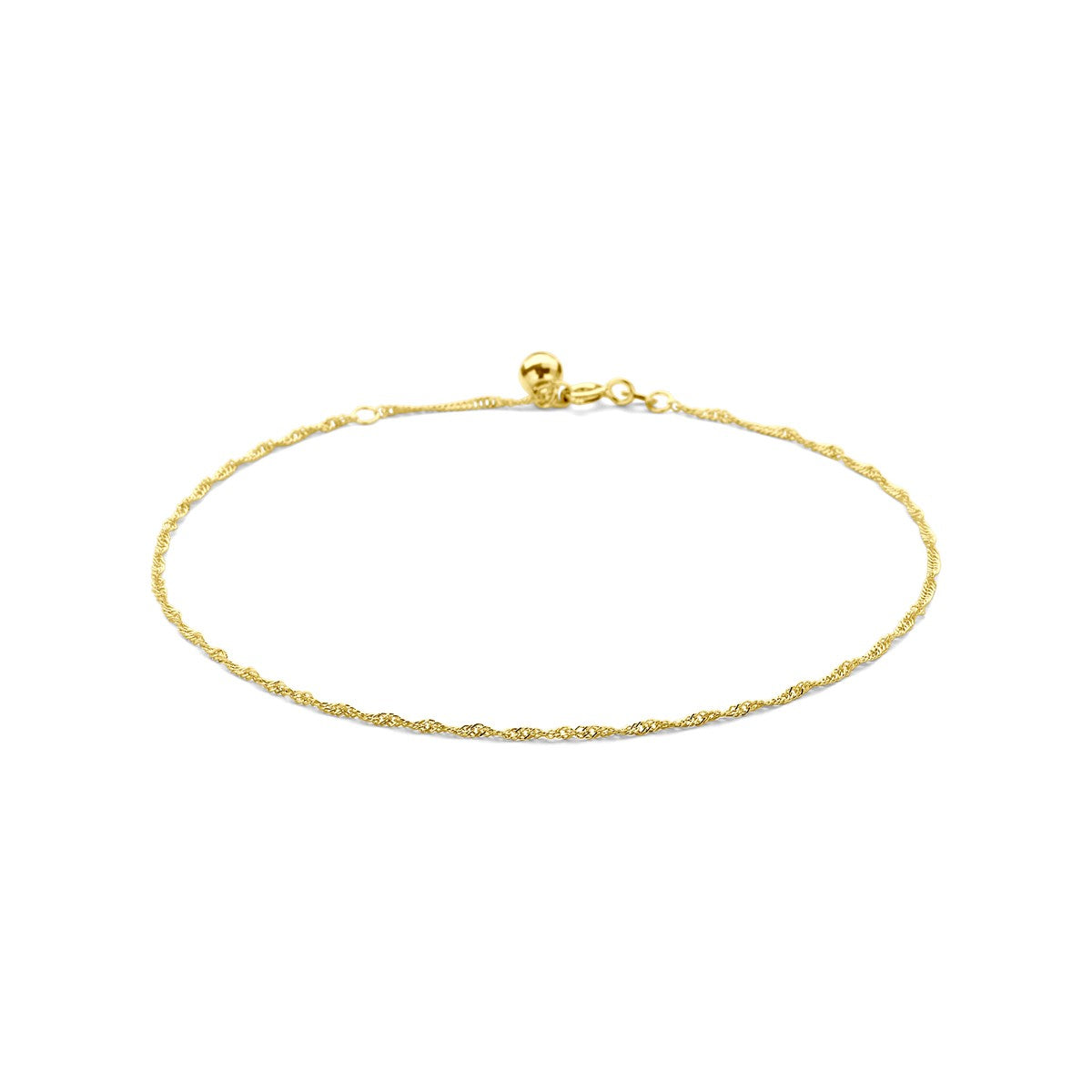 Fantasy Collection Enkelbandje singapore 1,4 mm 24 - 26 cm 14K geelgoud