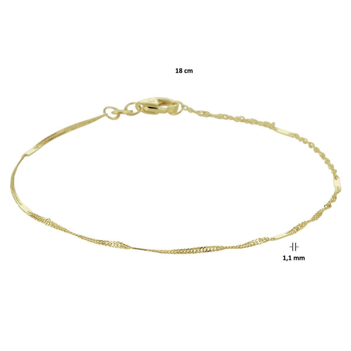 Fantasy Collection Armband singapore 1,1 mm 14K geelgoud