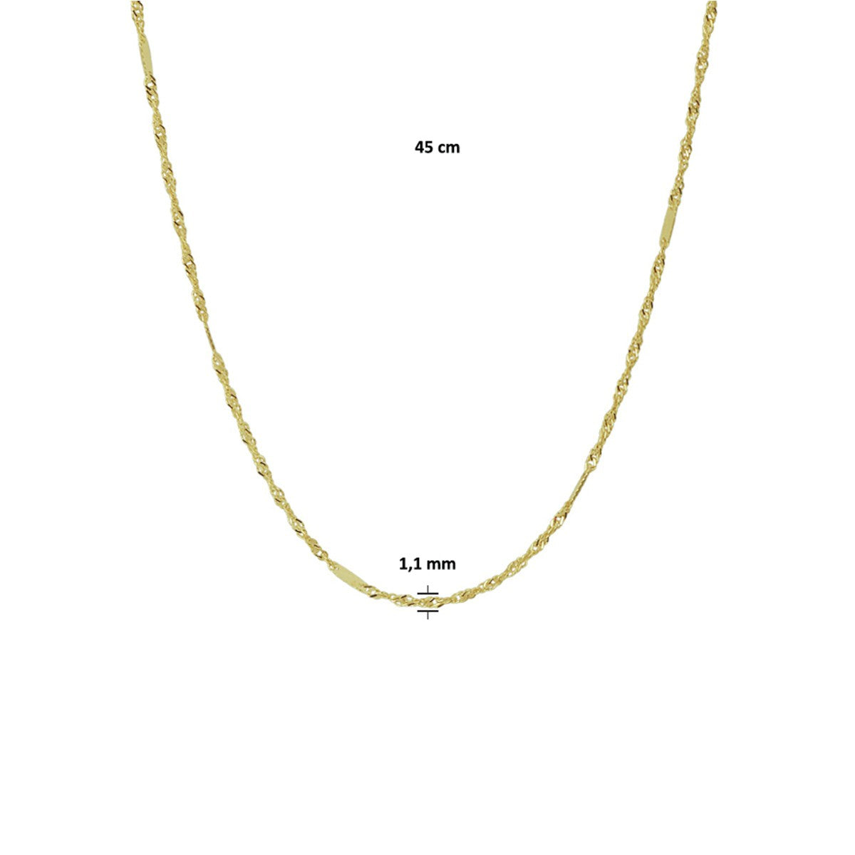 Fantasy Collection Collier singapore 1,1 mm 14K geelgoud