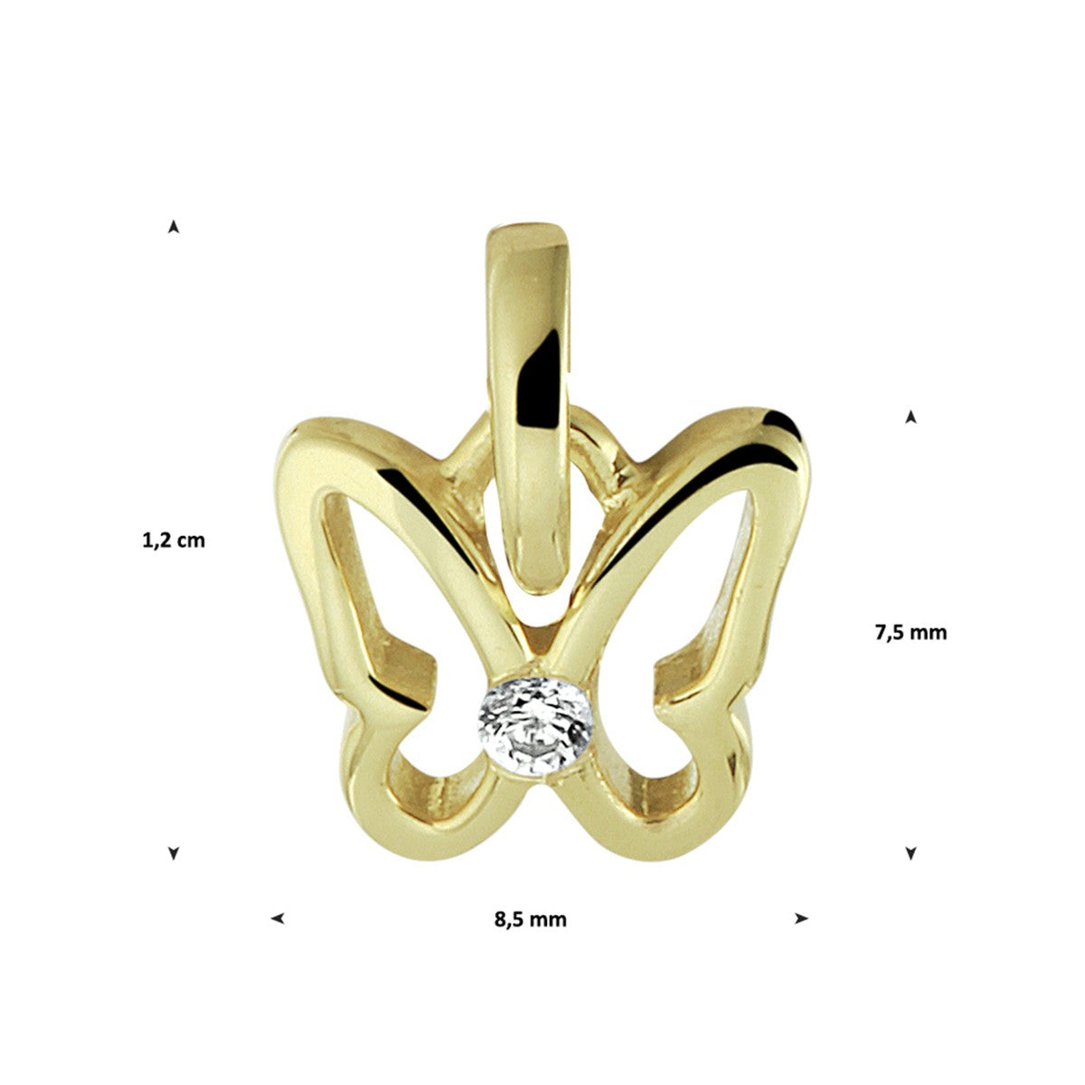 Fantasy Collection Hanger vlinder zirkonia 12 mm 14K geelgoud