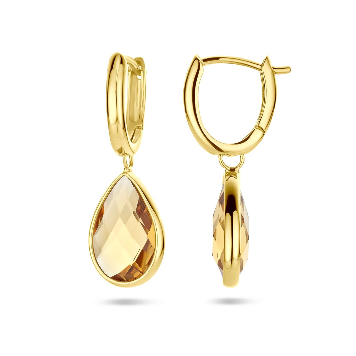Oorbellen citrien 26 mm 14K geelgoud