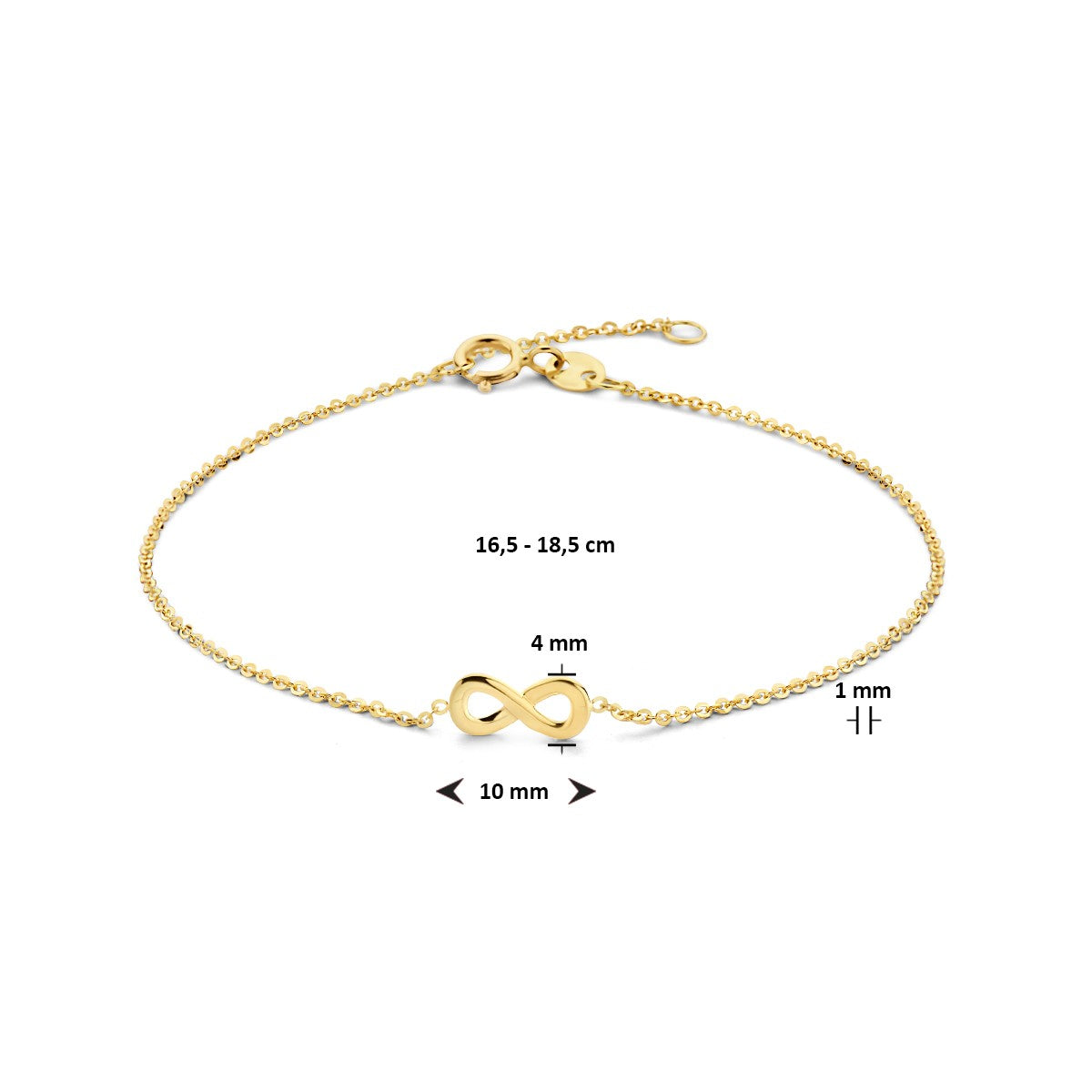 Fantasy Collection Armband infinity 16,5 - 18,5 cm 14K geelgoud