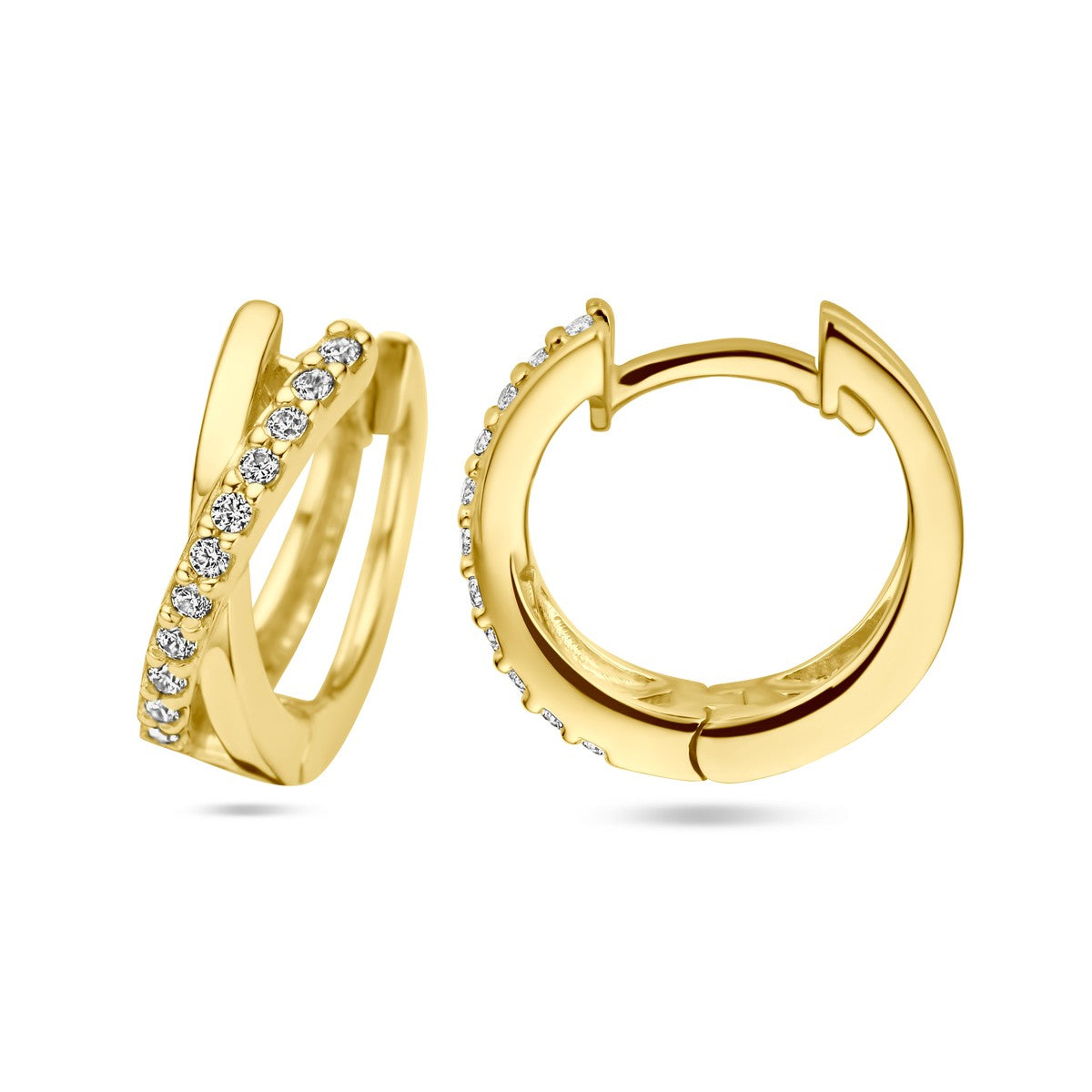 14K Geelgouden Klapoorringen zirkonia - 4020989 - PansiteNederland.nl