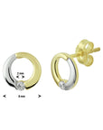 14K Geelgoud Oorknoppen Rondje Zirkonia Bicolor Gestift 4020990 - PansiteNederland.nl
