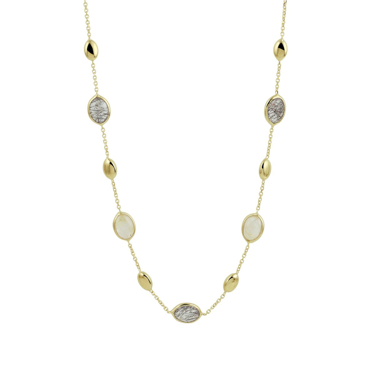 Fantasy Collection Collier rutiel kwarts 42 - 45 cm 14K geelgoud