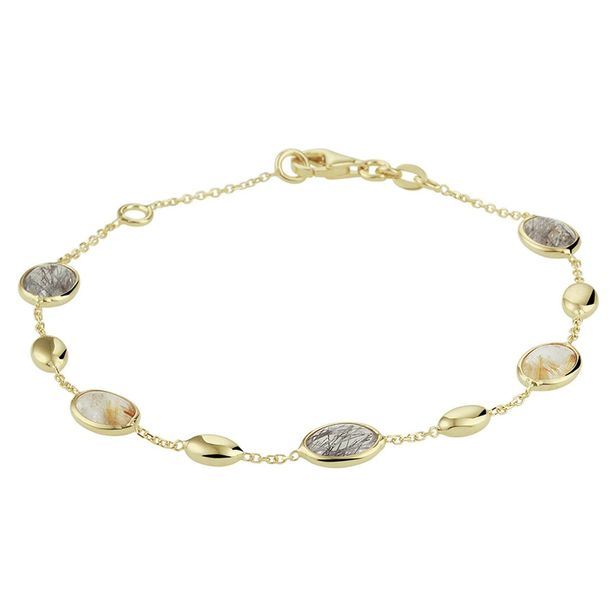 Fantasy Collection Armband rutiel kwarts 17 - 19 cm 14K geelgoud