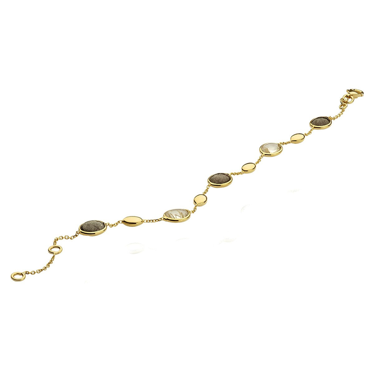 Fantasy Collection Armband rutiel kwarts 17 - 19 cm 14K geelgoud