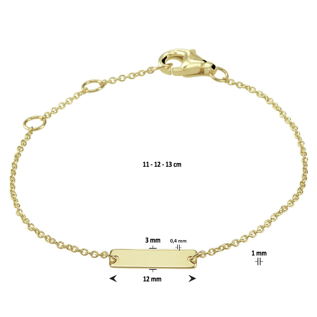 Fantasy Collection Graveerarmband plaat 3 mm 11 - 12 - 13 cm 14K geelgoud