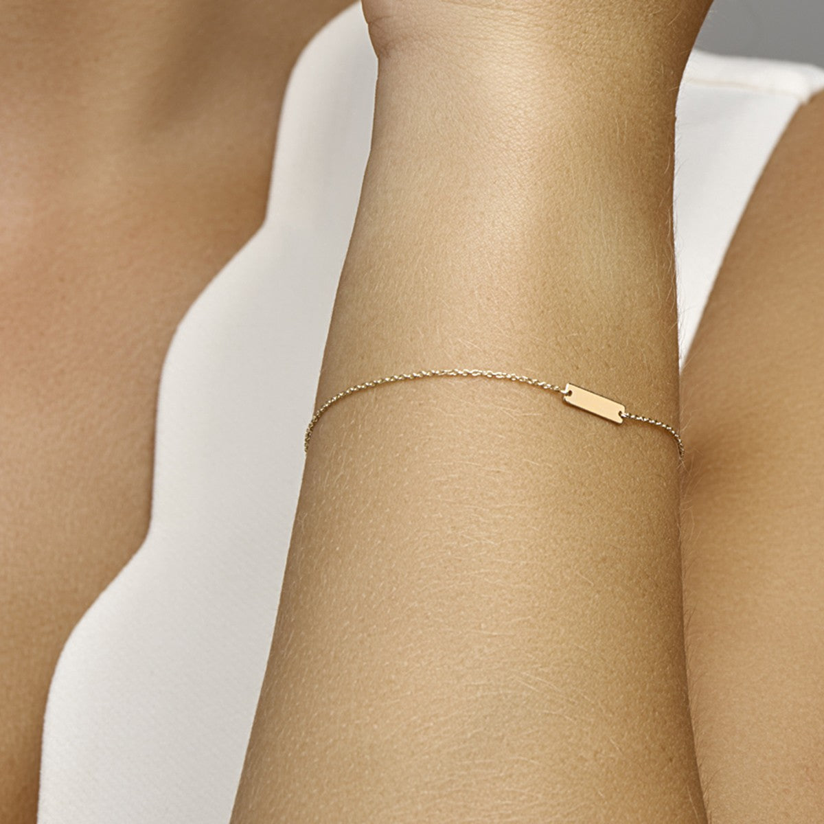 Fantasy Collection Graveerarmband plaat 3 mm 15,5 - 16,5 - 17,5 cm 14K geelgoud
