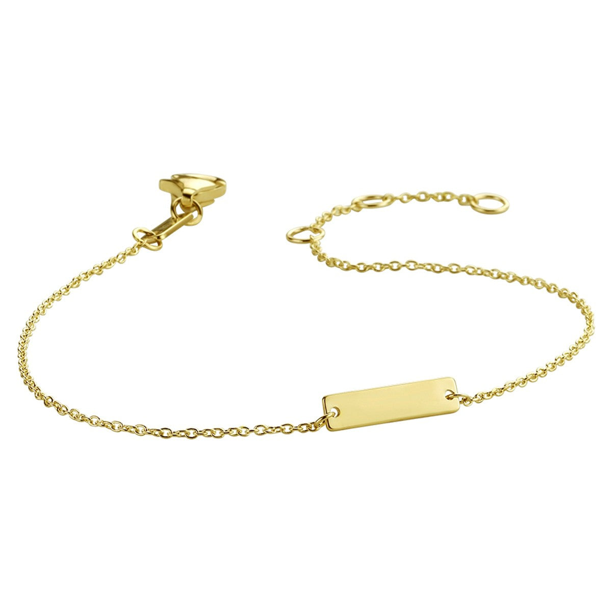 Fantasy Collection Graveerarmband plaat 3 mm 15,5 - 16,5 - 17,5 cm 14K geelgoud