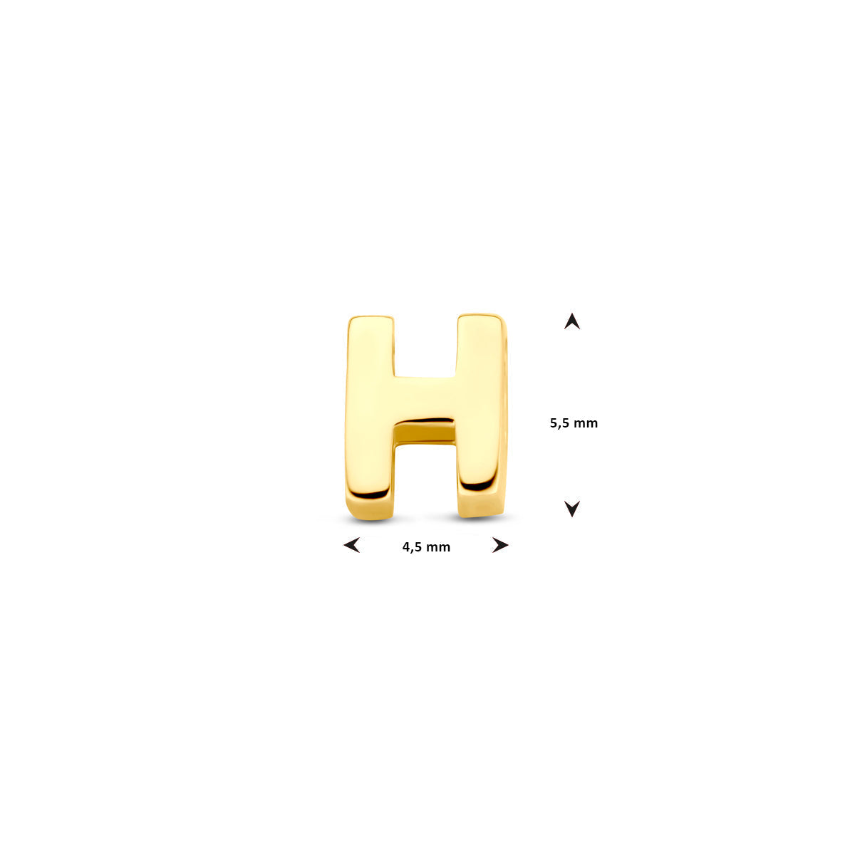 Hanger letter H 5,5 mm 14K geelgoud #Letter_H