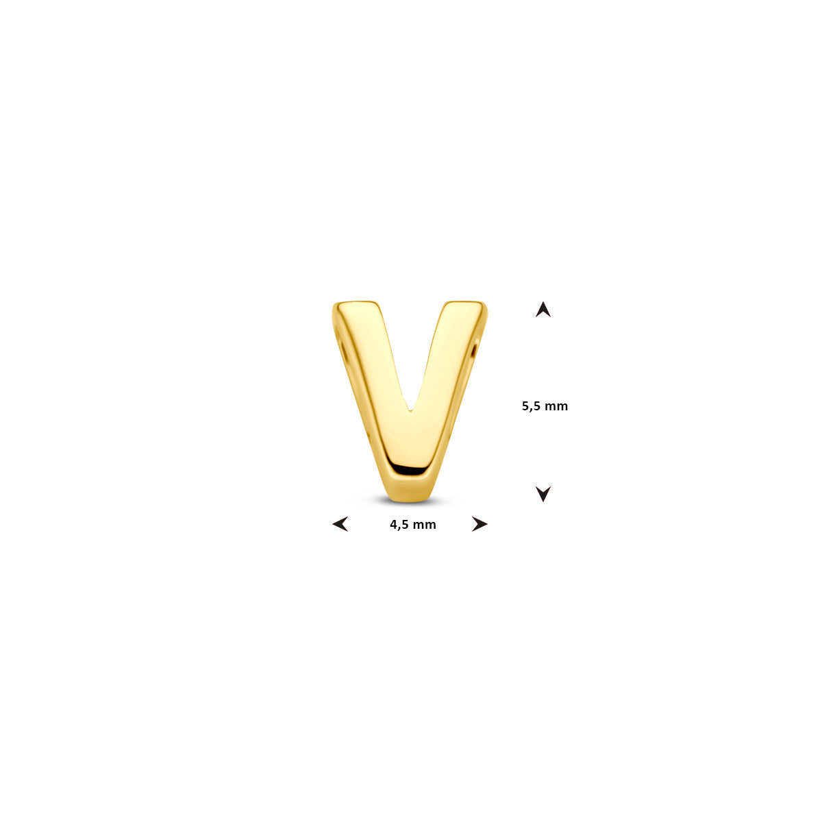 Hanger letter V 5,5 mm 14K geelgoud #Letter_V