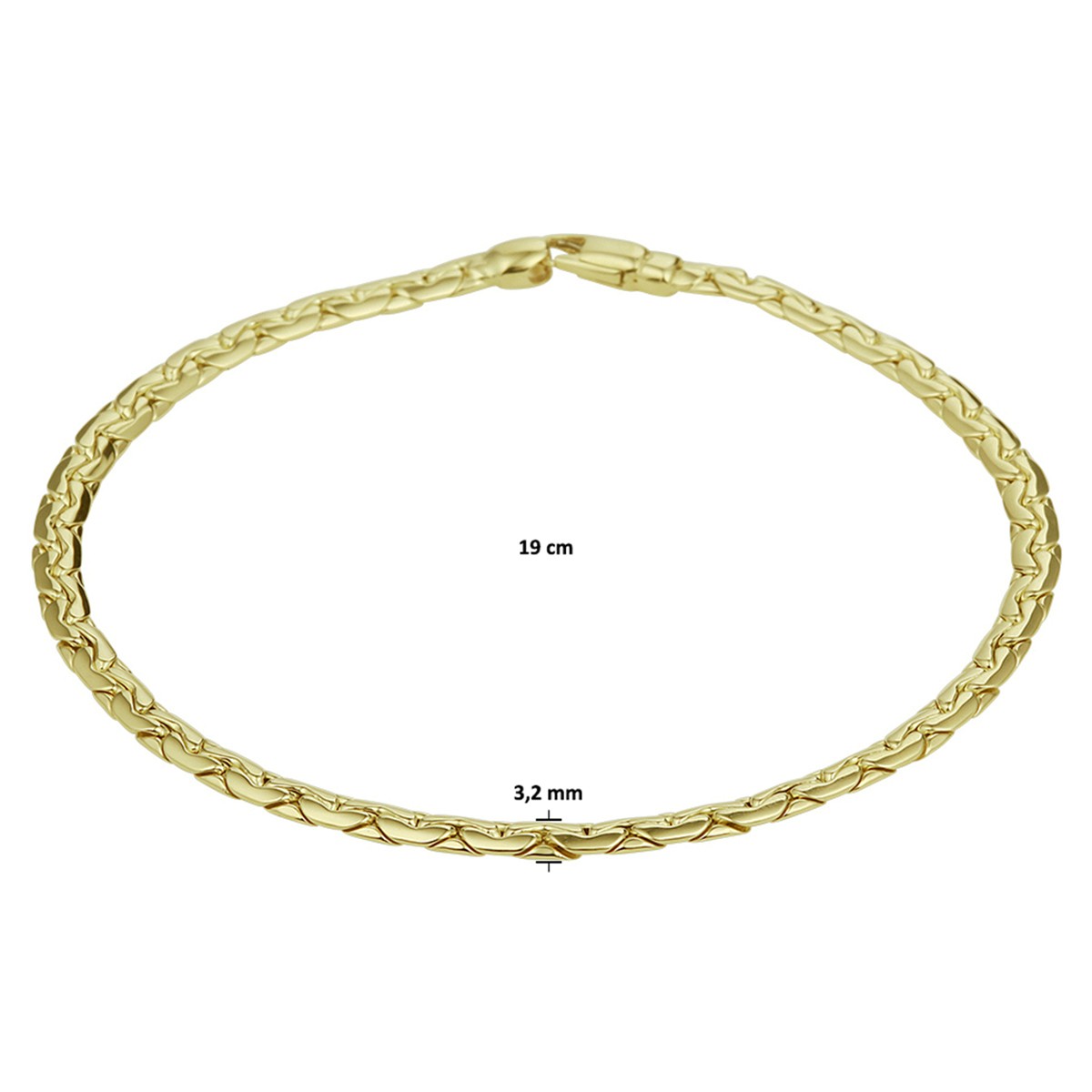 Armband 3,2 mm 19 cm 14K geelgoud