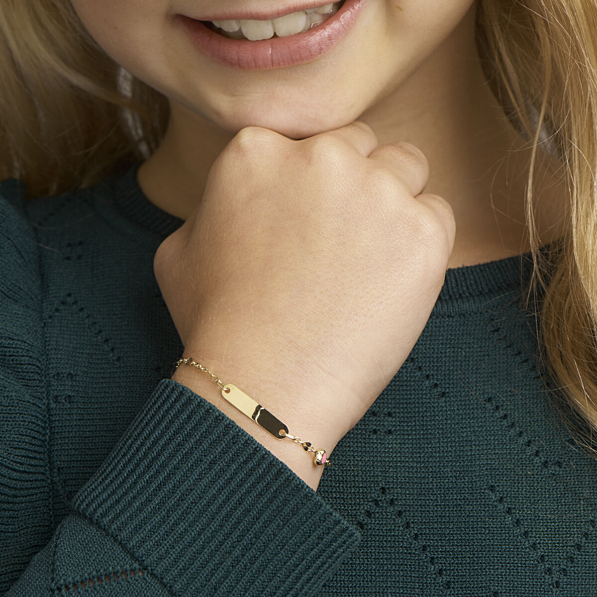 Fantasy Collection Graveerarmband hart plaat 4 mm 11 - 13 cm 14K geelgoud