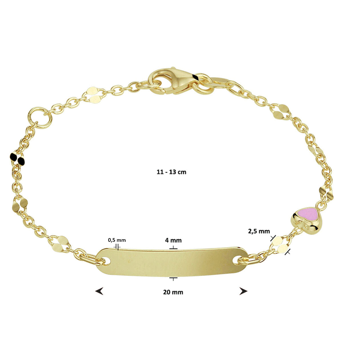 Fantasy Collection Graveerarmband hart plaat 4 mm 11 - 13 cm 14K geelgoud