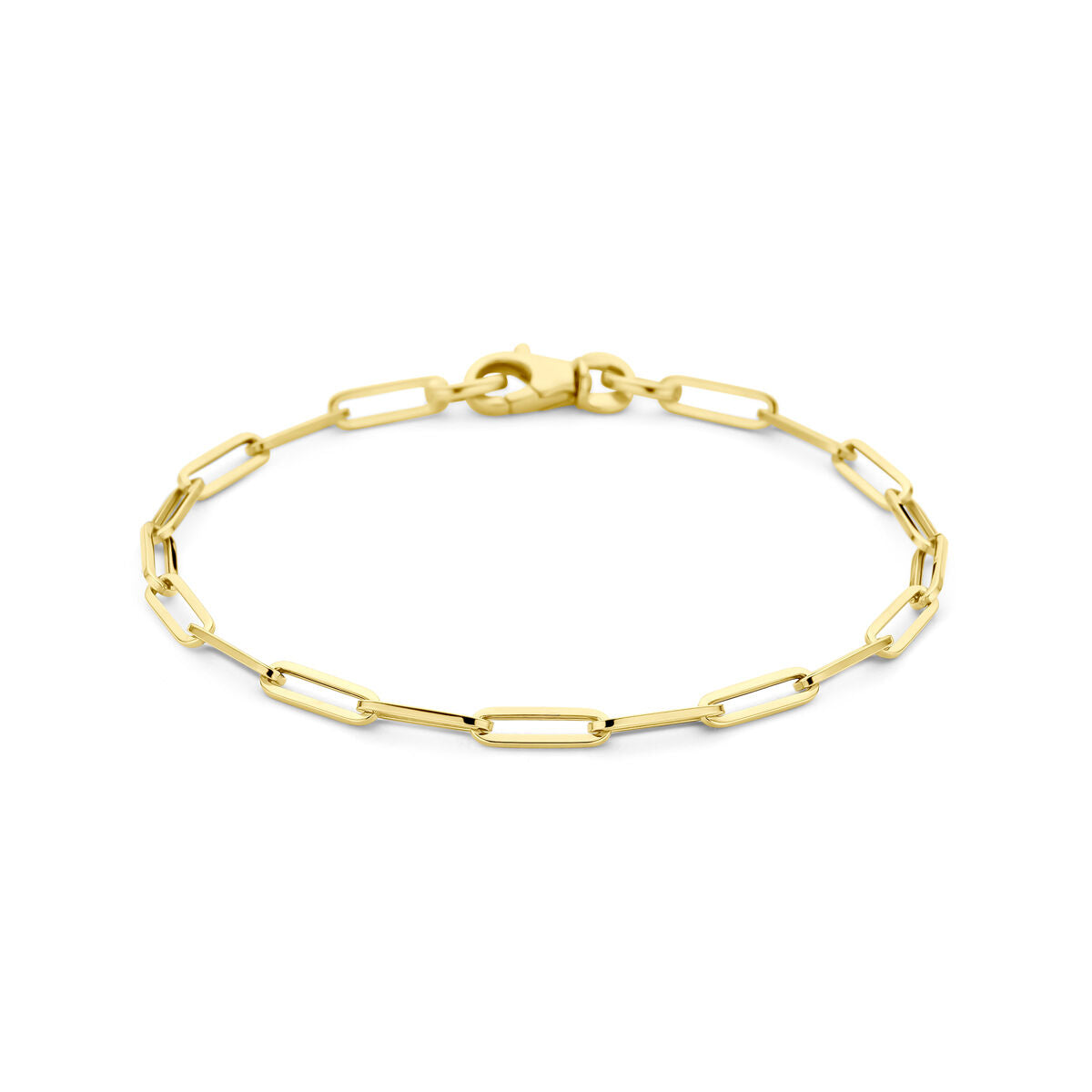 Fantasy Collection Armband paperclip vierkante buis 3,0 mm 18 cm 14K geelgoud