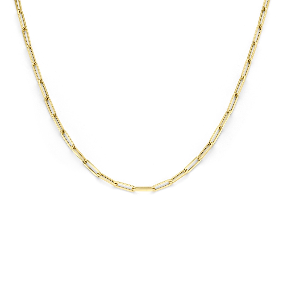 Collier paperclip vierkante buis 3,0 mm 14K geelgoud