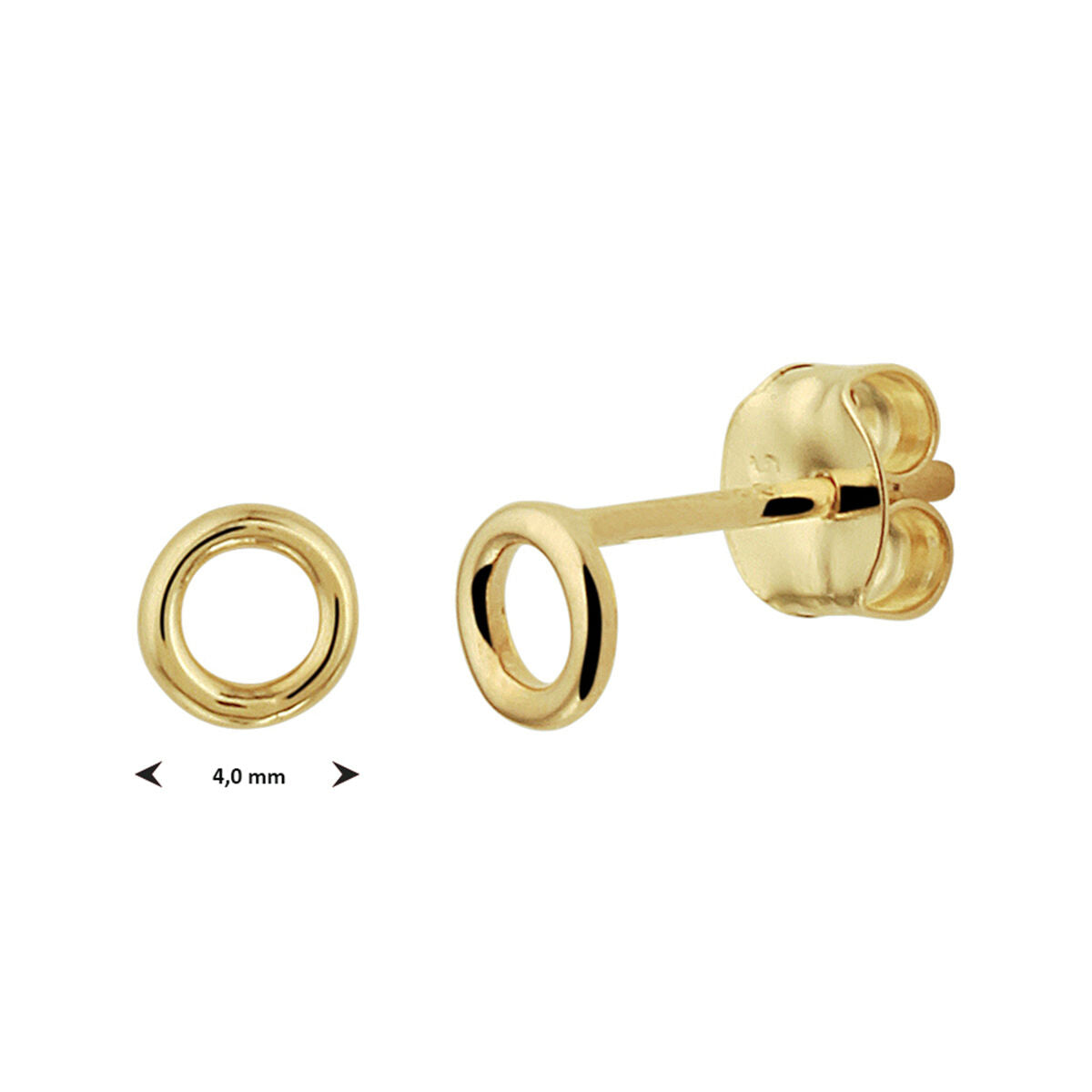 Fantasy Collection Oorbellen rondje 4 mm 14K geelgoud