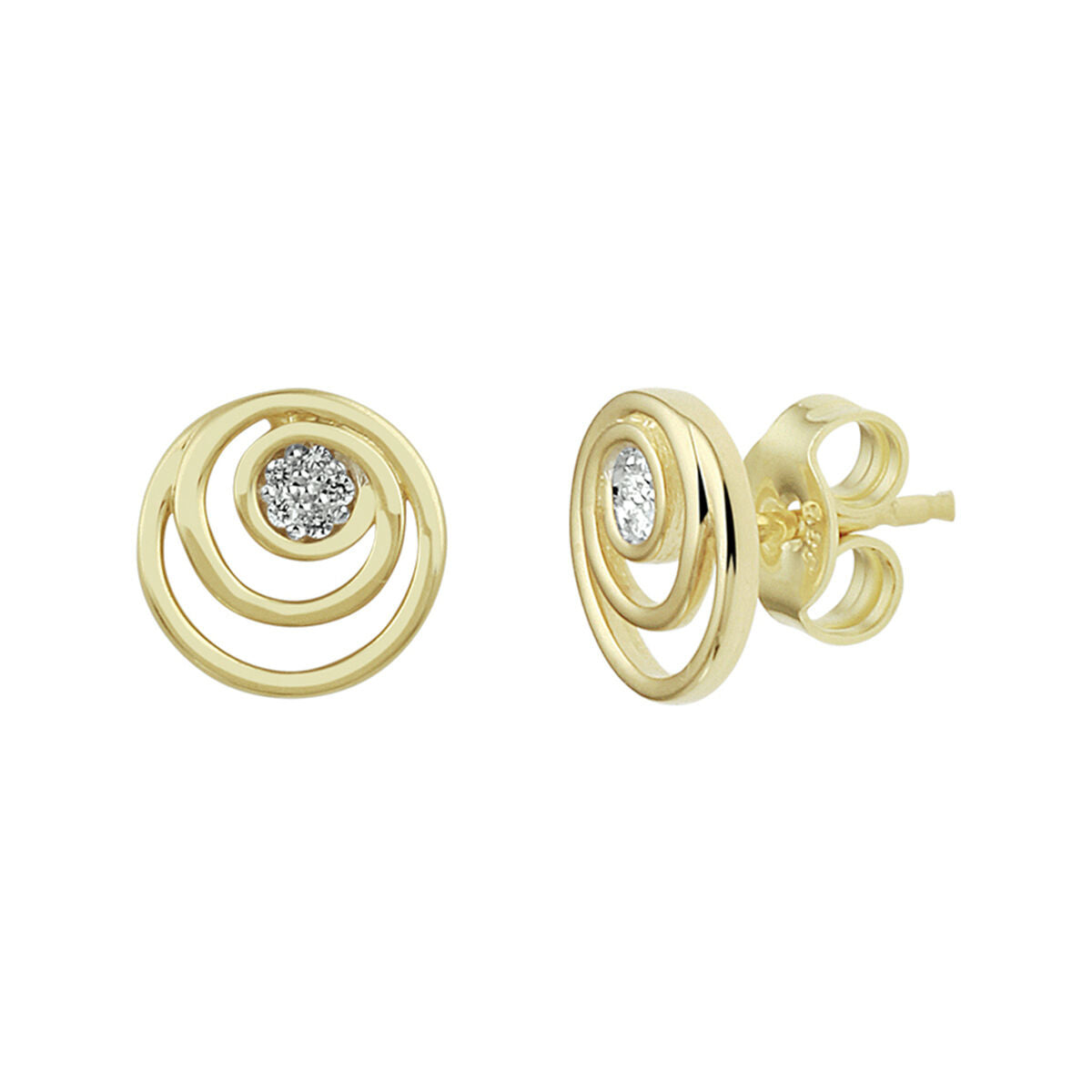 Fantasy Collection Oorbellen rond diamant 0.03ct (2x 0.015ct) h si bicolor gestift 14K geelgoud