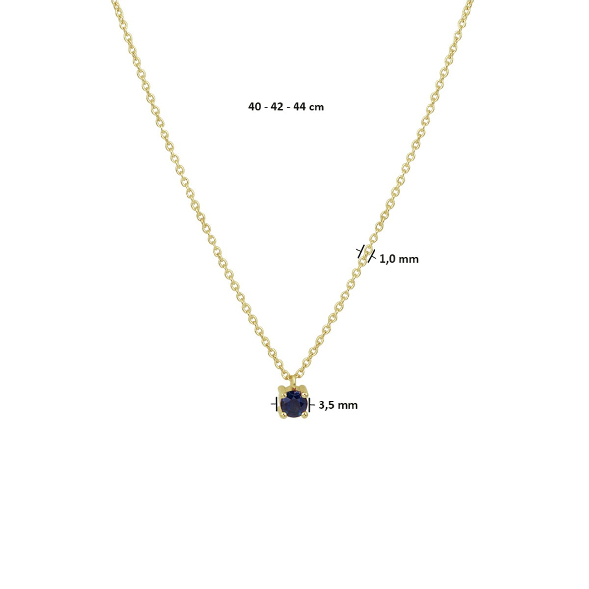 Collier saffier 40 - 42 - 44 cm 14K geelgoud