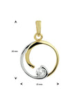 14K geelgoud hanger rond zirkonia bicolor gestift 4022989 - PansiteNederland.nl