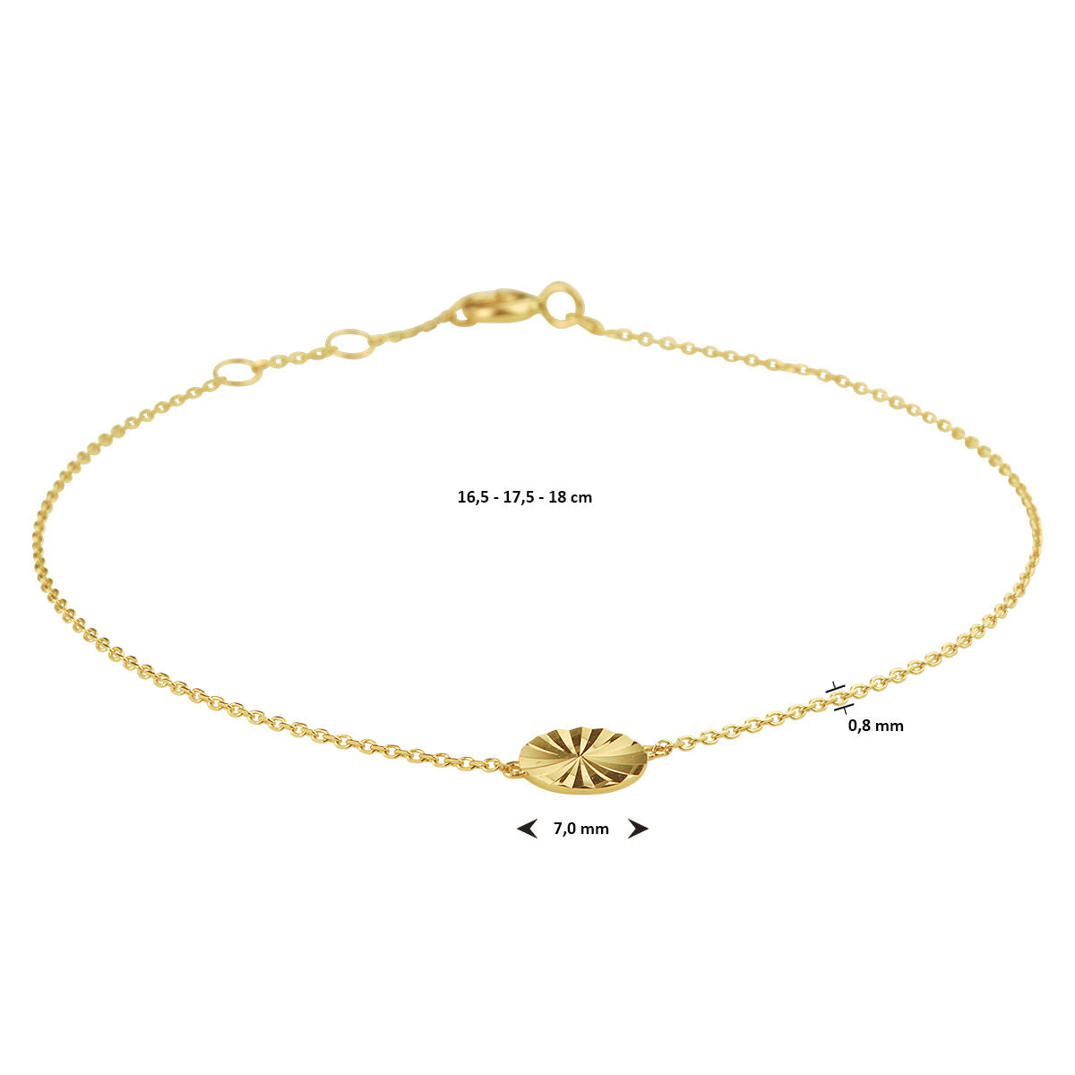 Fantasy Collection Armband rondje 16,5 - 17,5 - 18 cm 14K geelgoud