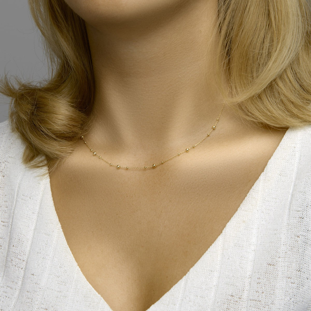 Collier bolletjes 0,8 mm 42 - 45 cm 14K geelgoud – 4023336
