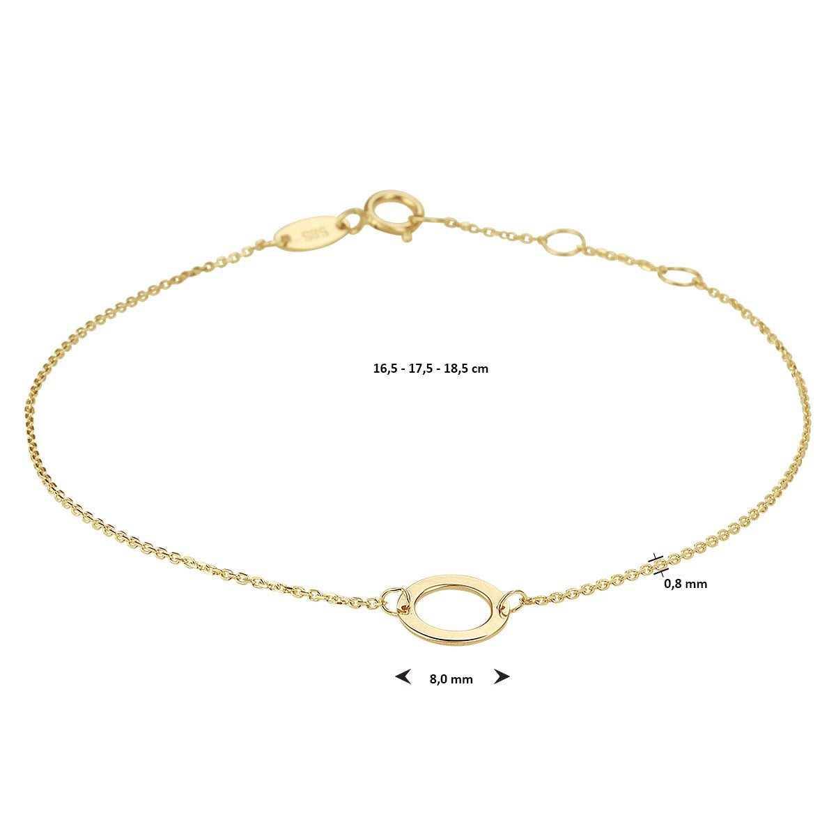 Fantasy Collection Armband rond 16,5 - 17,5 - 18,5 cm 14K geelgoud