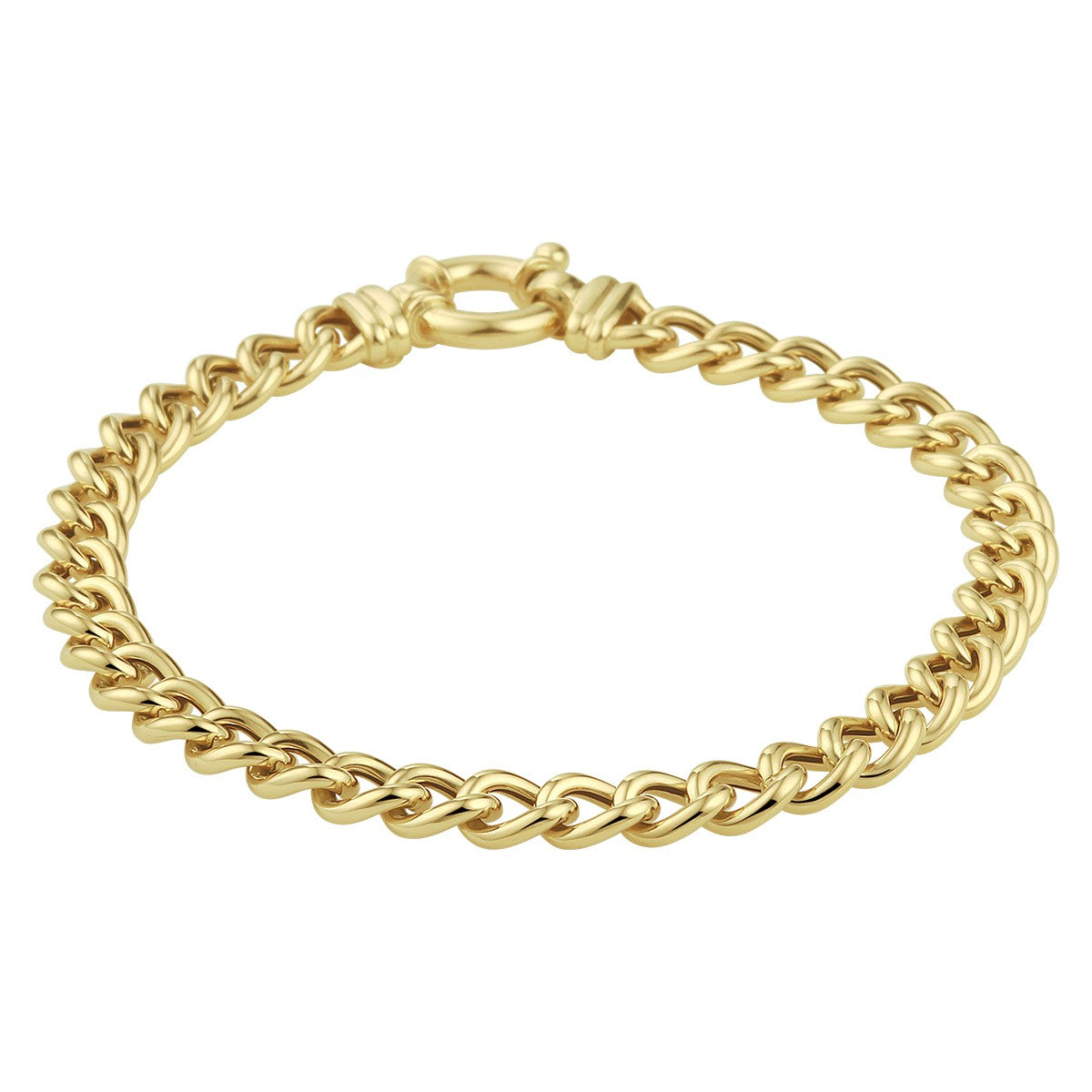 Fantasy Collection Armband gourmette 6,0 mm 19 cm met groot veerslot 14K geelgoud
