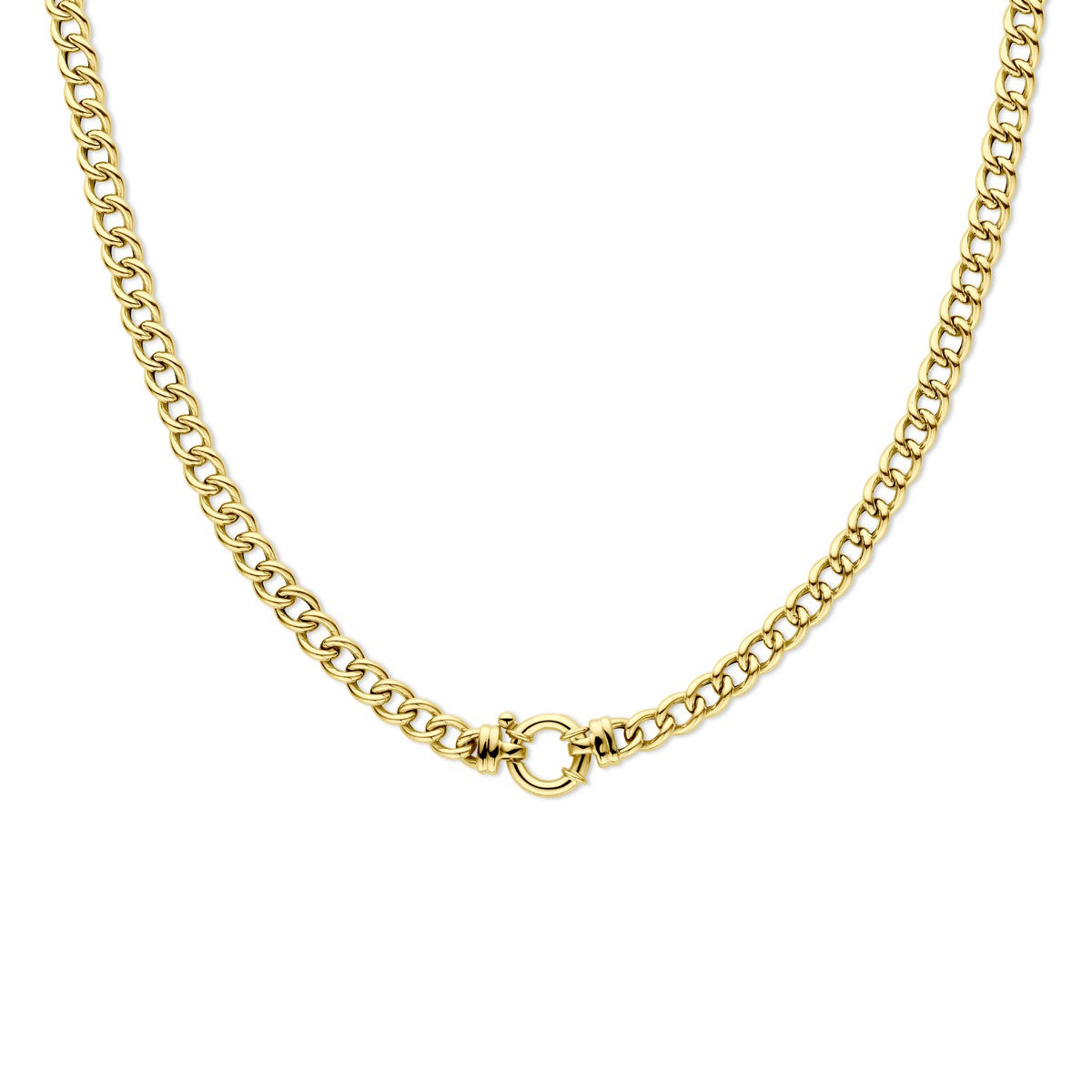 Fantasy Collection Collier gourmette 6,0 mm 45 cm met groot veerslot 14K geelgoud