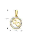 14K geelgoud hanger rond hartjes zirkonia 4023423 - PansiteNederland.nl
