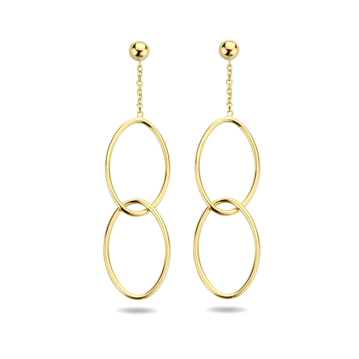 Fantasy Collection Hangende oorbellen ovaal 14K geelgoud
