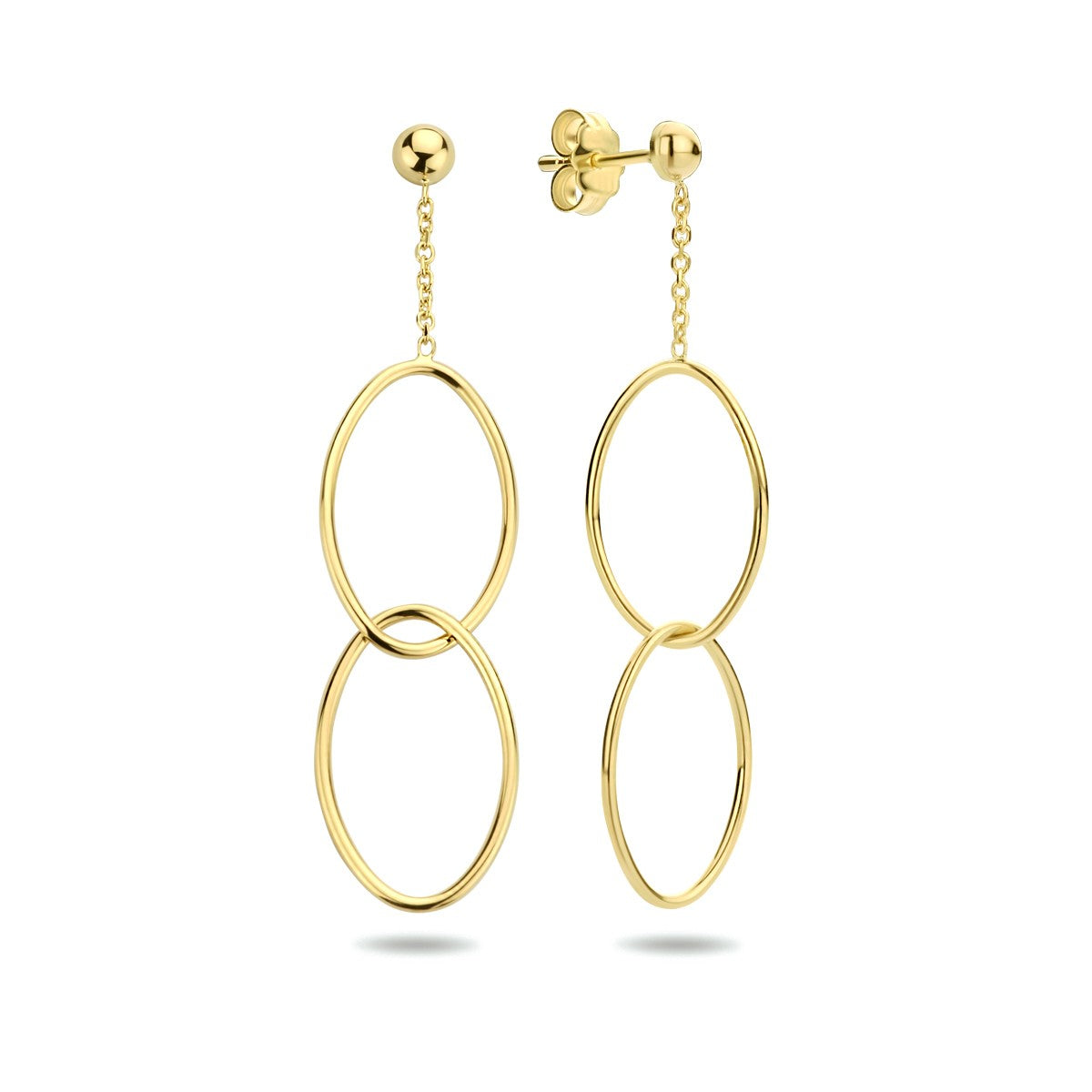 Fantasy Collection Hangende oorbellen ovaal 14K geelgoud