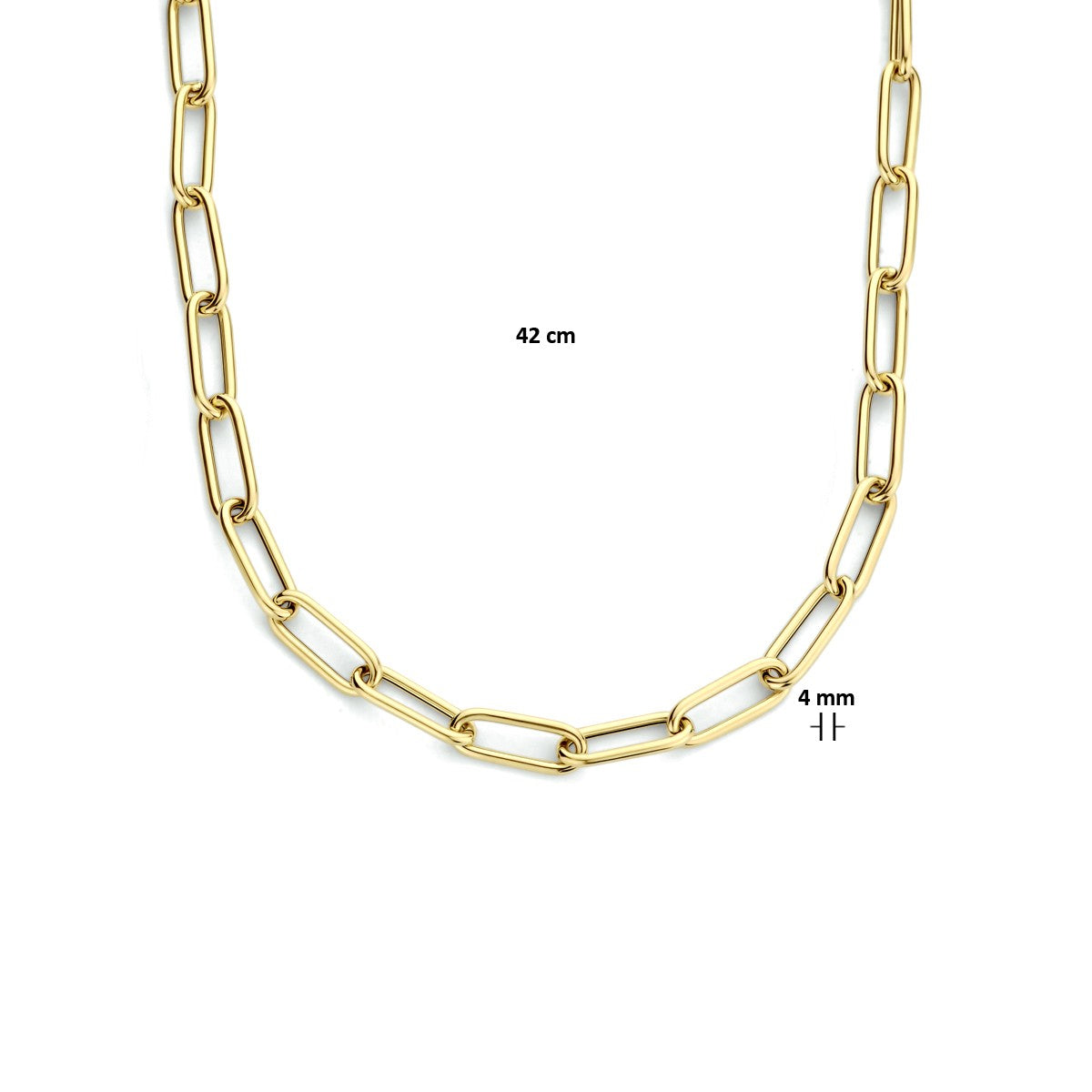 Fantasy Collection Collier paperclip ronde buis 4,0 mm 42 cm 14K geelgoud