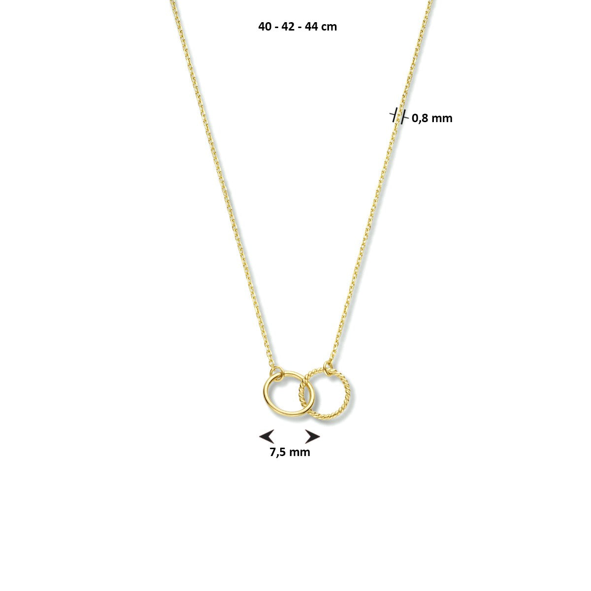 Fantasy Collection Collier rondjes 40 - 42 - 44 cm 14K geelgoud