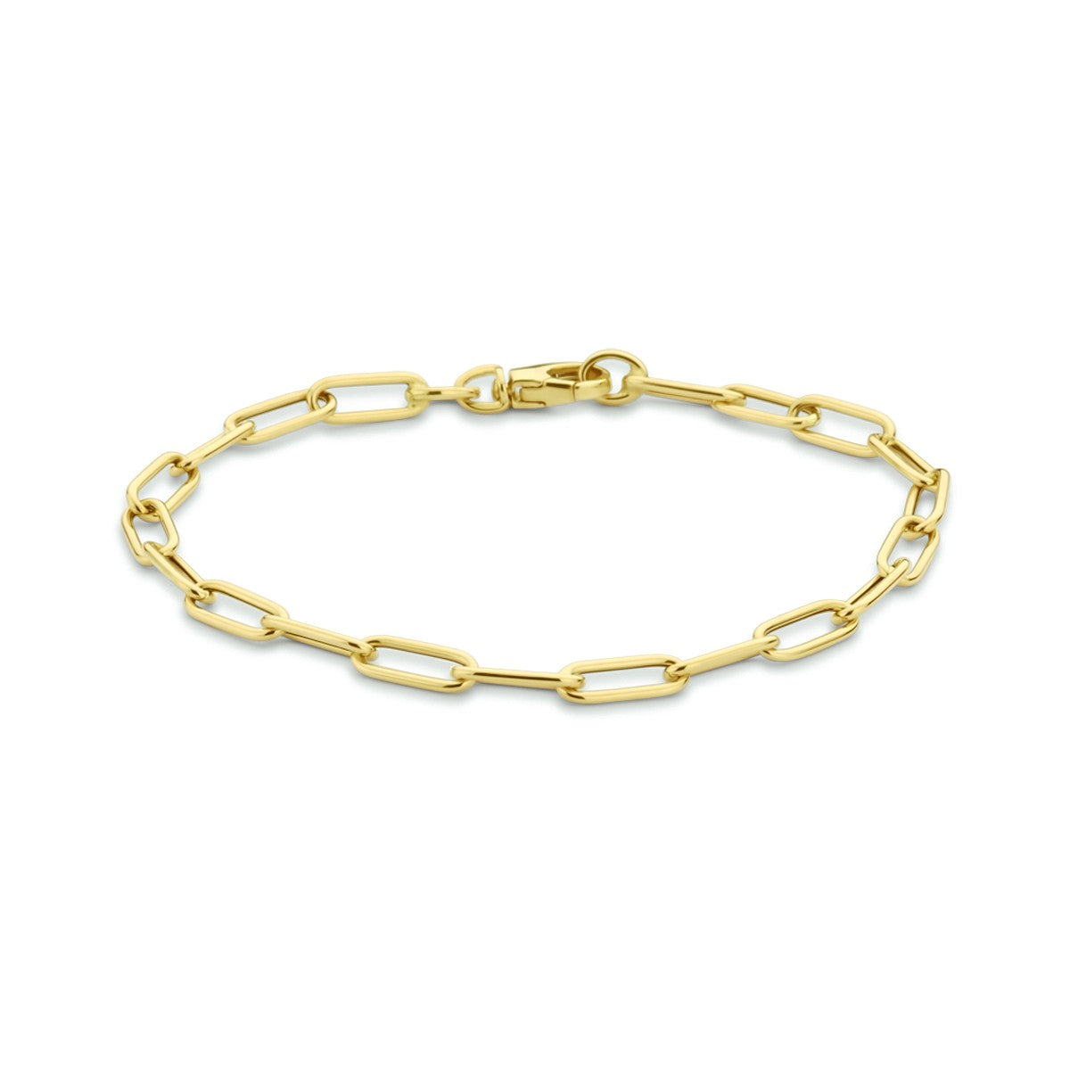 Fantasy Collection Armband paperclip ronde buis 4,0 mm 18,5 cm 14K geelgoud