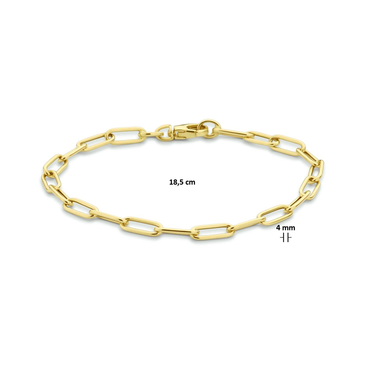Fantasy Collection Armband paperclip ronde buis 4,0 mm 18,5 cm 14K geelgoud