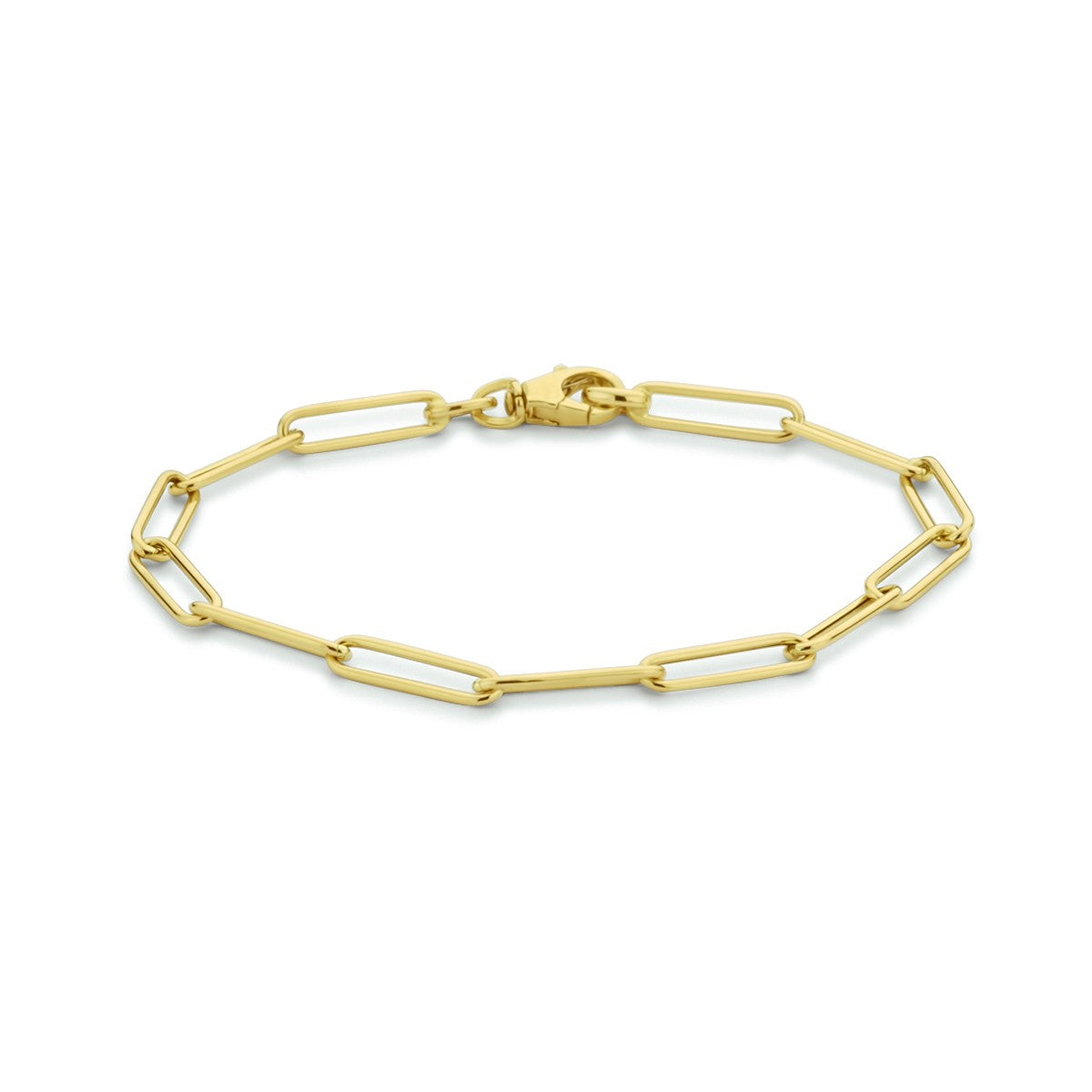 Fantasy Collection Armband paperclip platte buis 4,0 mm 18 cm 14K geelgoud