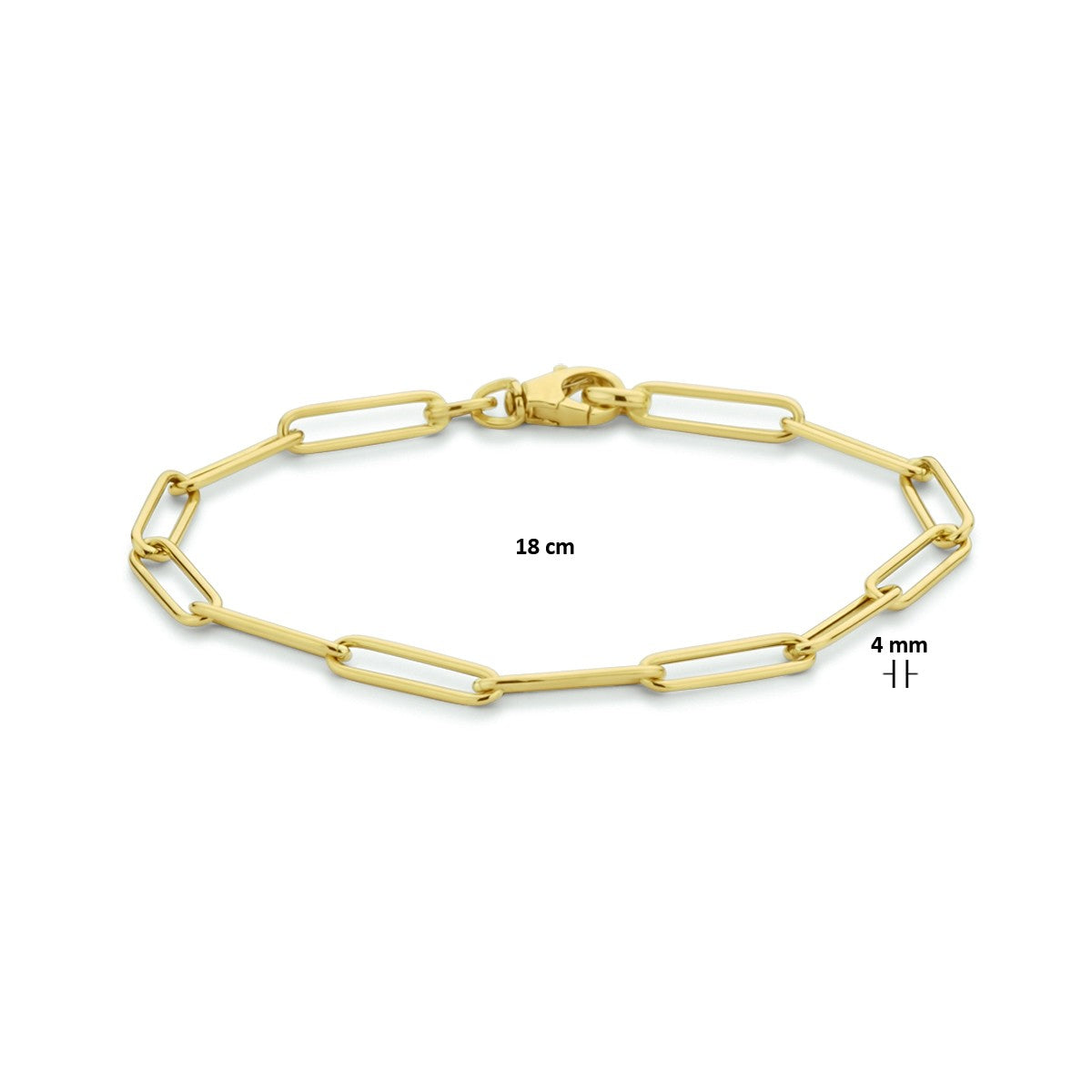 Fantasy Collection Armband paperclip platte buis 4,0 mm 18 cm 14K geelgoud