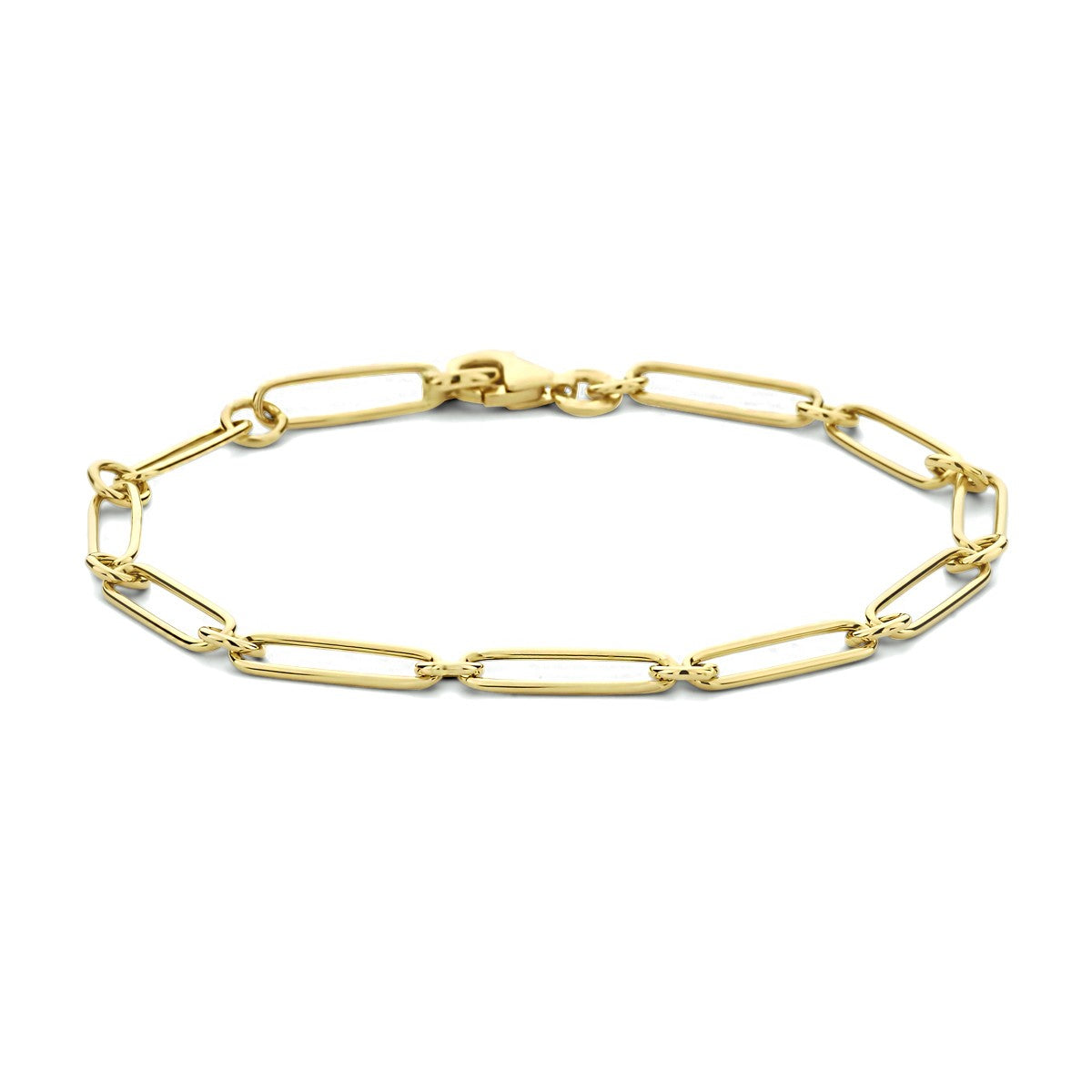 Fantasy Collection Armband paperclip platte buis 4,0 mm 19 cm 14K geelgoud