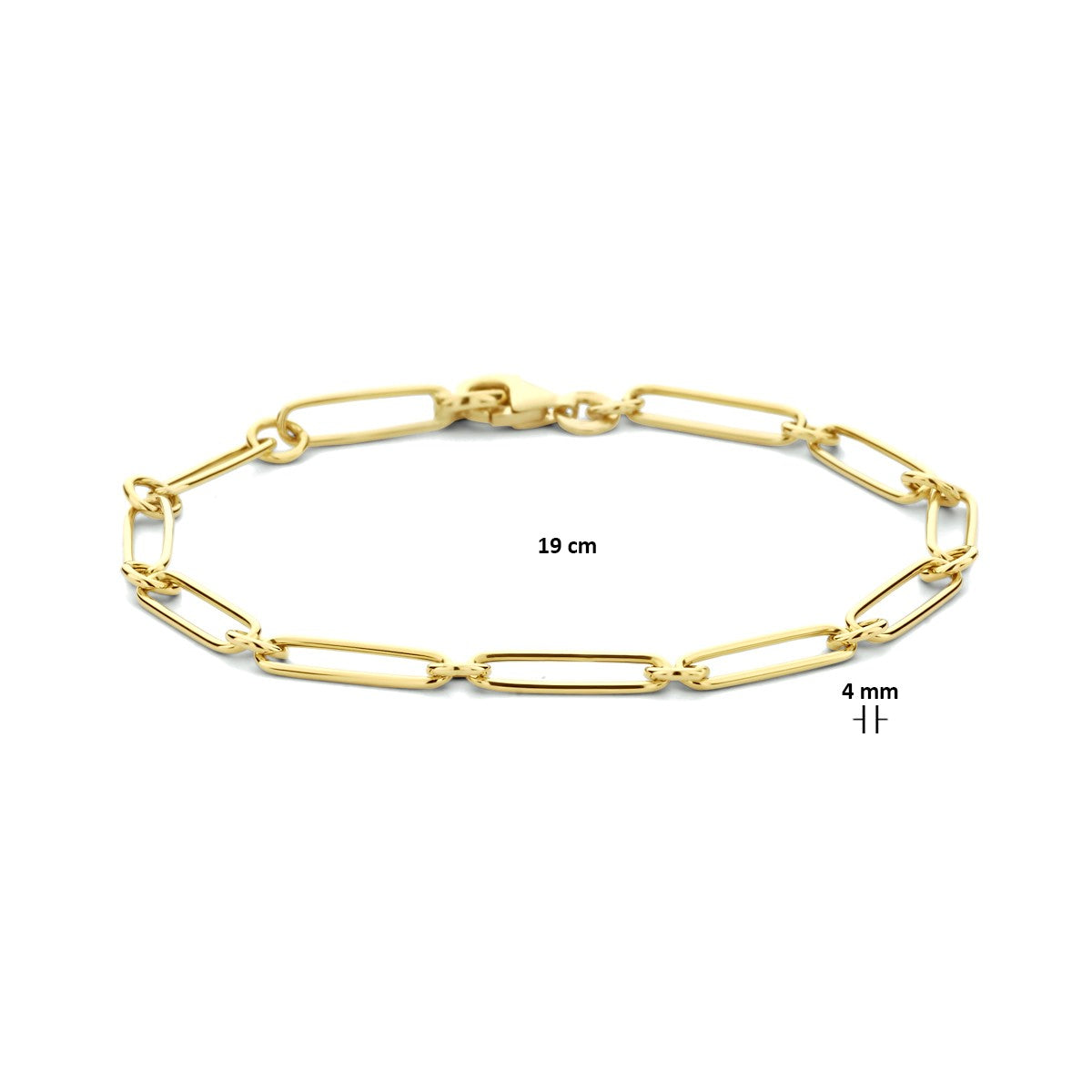 Fantasy Collection Armband paperclip platte buis 4,0 mm 19 cm 14K geelgoud