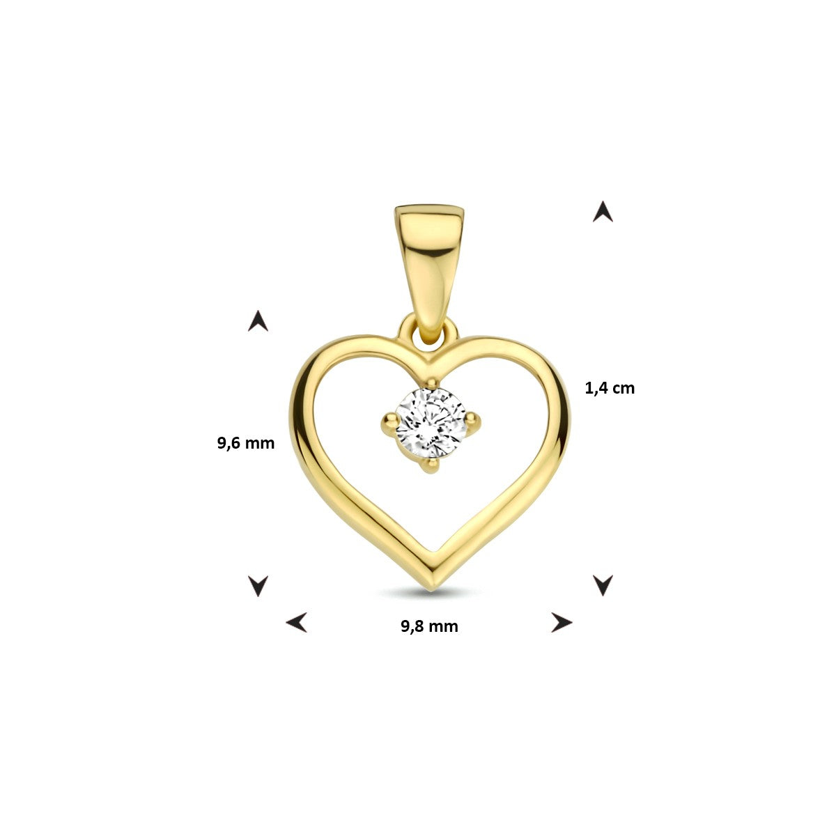 Fantasy Collection Hanger hart zirkonia 9,5 mm 14K geelgoud