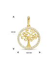 14K geelgoud hanger levensboom zirkonia 4023649 - PansiteNederland.nl